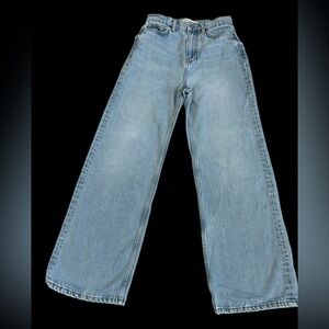 Reformation Wilder HighRise Wide Leg Cropped Jeans Blue 25 Organic Cotton Tenzel